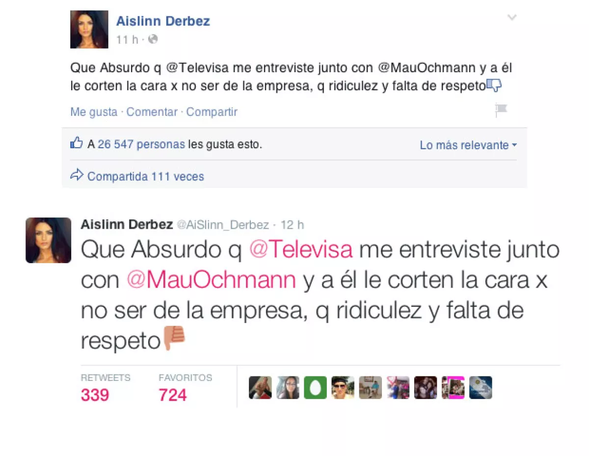 Este es el mensaje que Asilinn compartió tanto en Facebook (arriba), como en Twitter (abajo).
