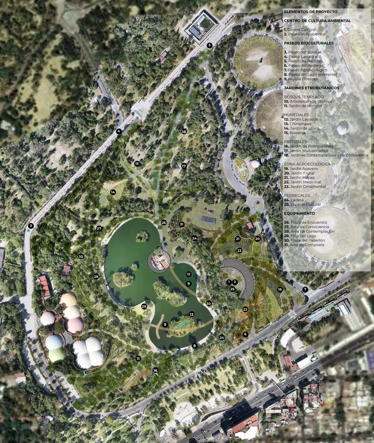 PLANTA GENERAL DE Centro de Cultura Ambiental y Jardines Etnobot´ánicos del nuevo Bosque de Chapultepec