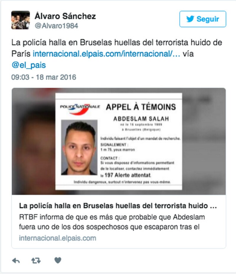 Desde los atentados en noviembre del año pasado, Salah Abdeslam ha sido buscado hasta ahora, que fue encontrado en Bruselas.