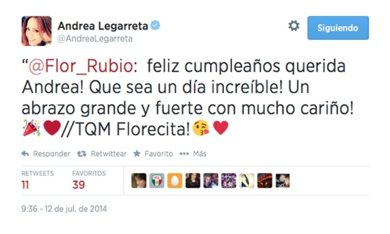 La también conductora Flor Rubio y su inseparable por muchos años en el pasado le escribió lo siguiente.