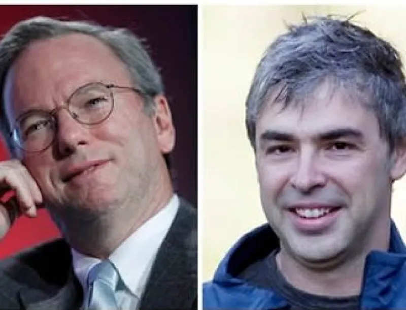 Eric Schmidt (izquierda) y el nuevo CEO Larry Page (derecha). (Foto: AP)