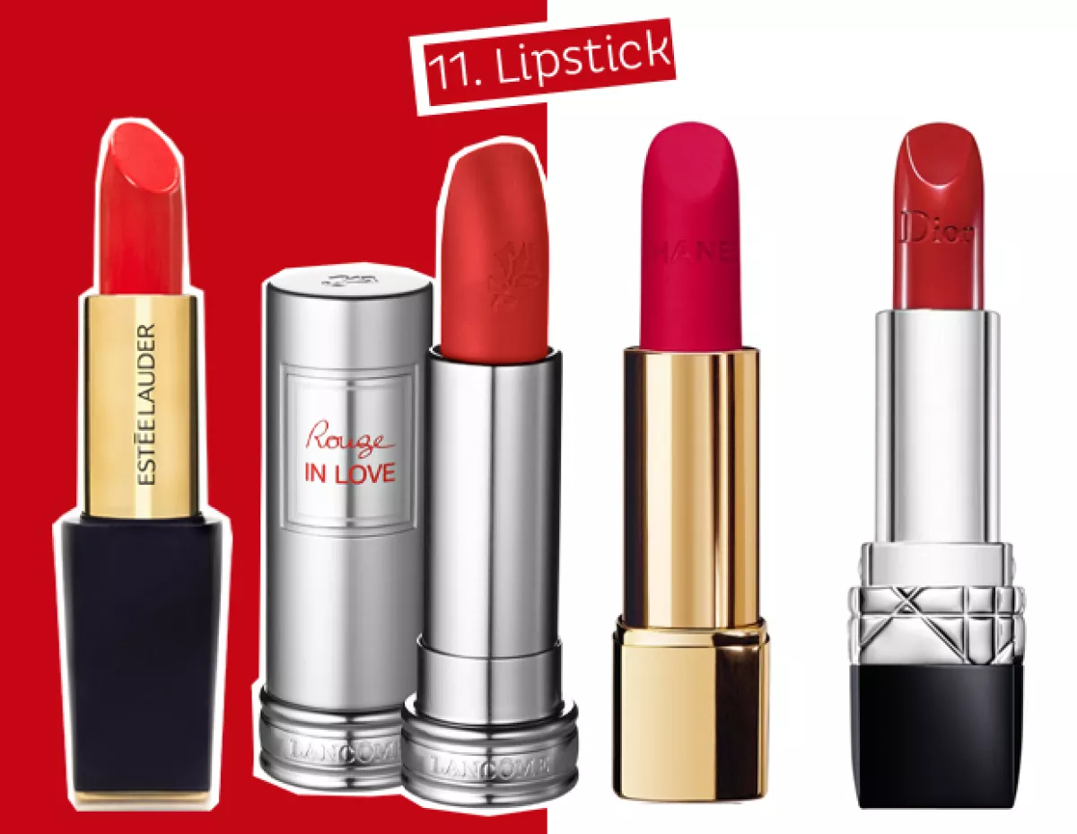 Lipstick: Estée Lauder, Lancôme, Chanel, Dior.
