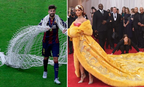 E incluso fue comparado con Rihanna, por la manera de llevar tanto el vestido, como la red de la portería.
