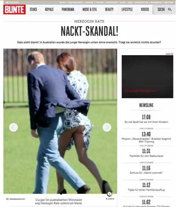 La imagen fue dada a conocer también en el sitio de la revista alemana Bunte.