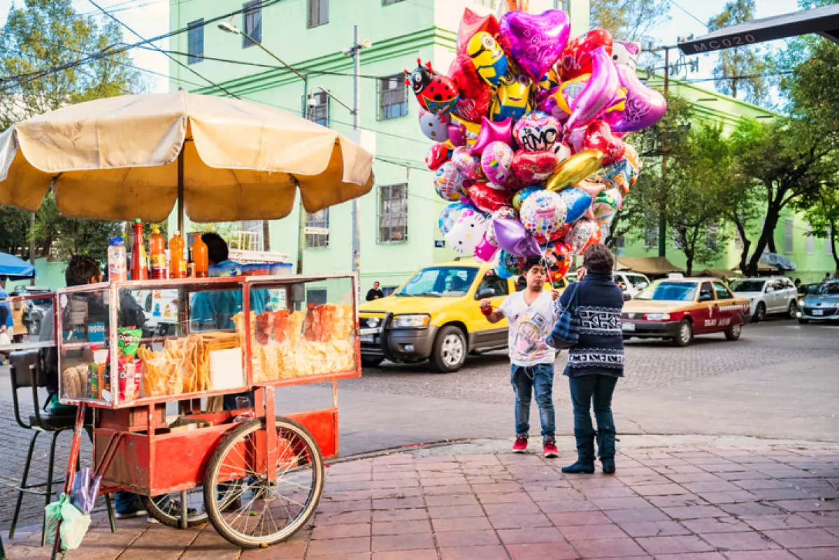 Vendors in the Coyoacan neighborhood of Mexico City