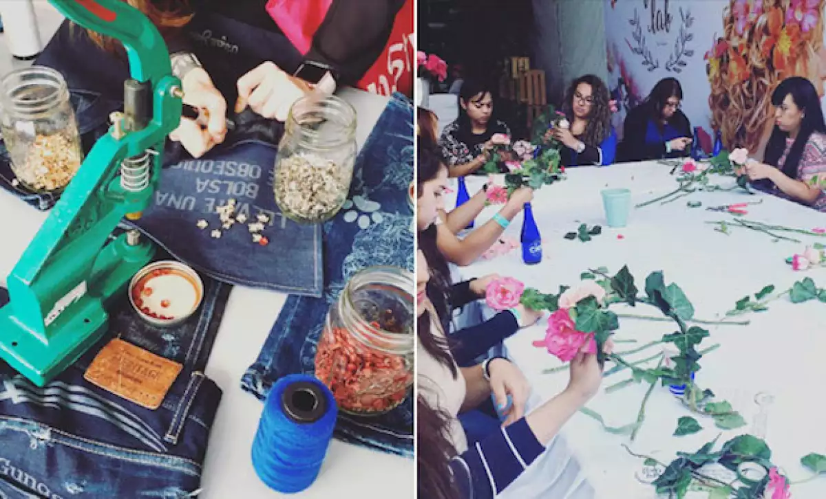 Las asistentes pudieron decorar sus propios jeans y hacer una corona de flores.