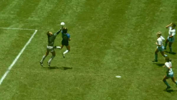 Imagen de La Mano de Dios durante el Mundial de Futbol México 86
