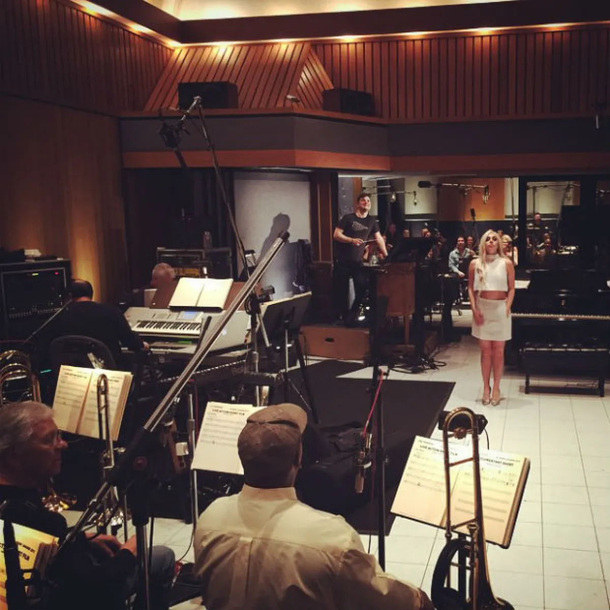 Lady Gaga durante su ensayo para el Oscar.