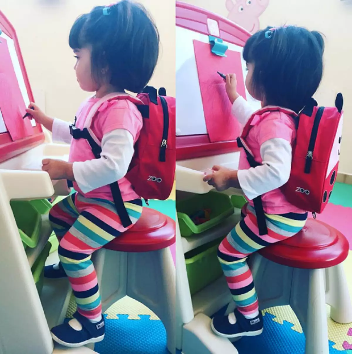 A pesar de que apenas tiene un año y medio, Aitana Derbez ya parece lista para asistir al colegio.