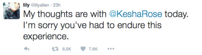 Lily Allen fue otra de las cantantes que se pronunciaron en apoyo a Kesha.
