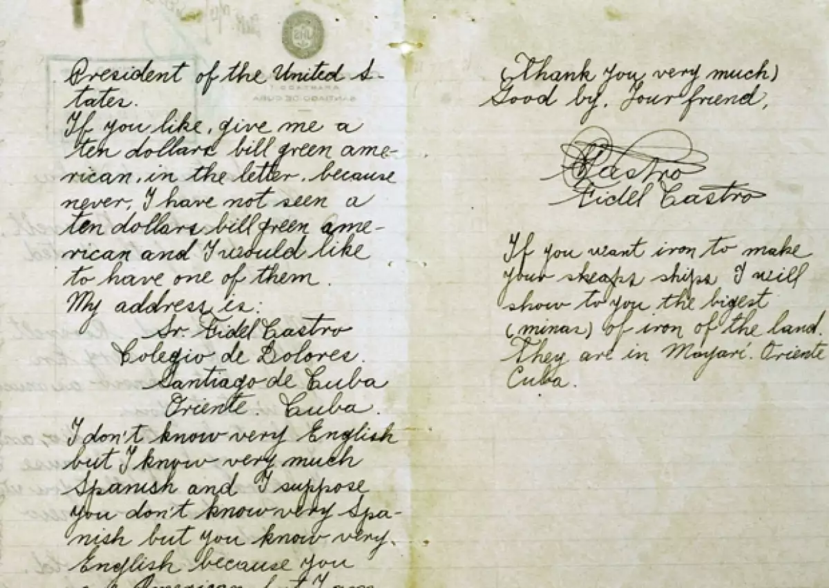 Como parte de un ejercicio de su clase de inglés, Castro escribió una carta a Roosevelt.