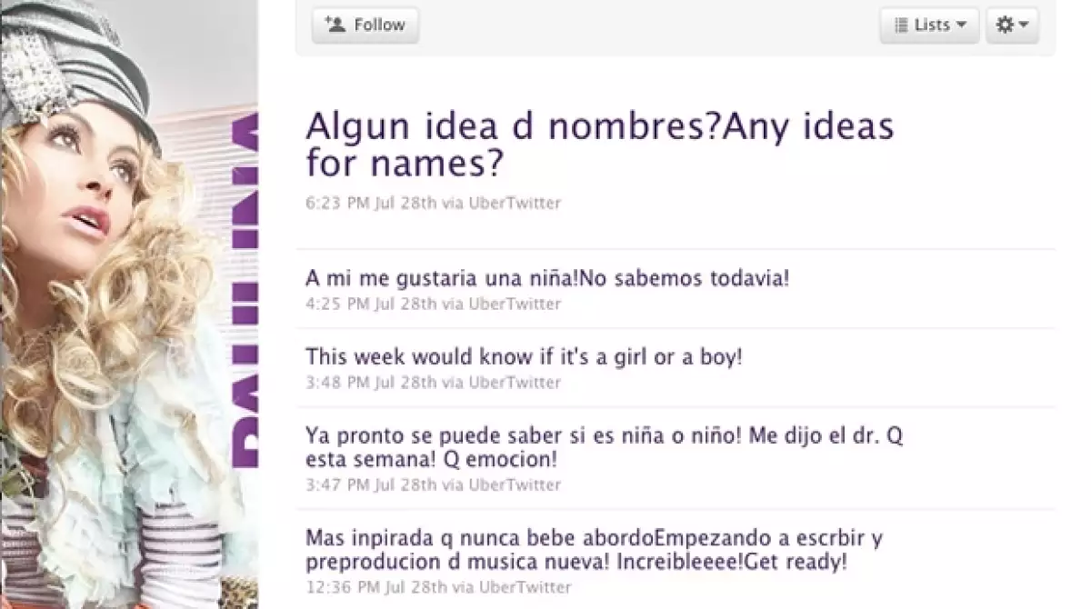 El Twitter de Paulina Rubio.