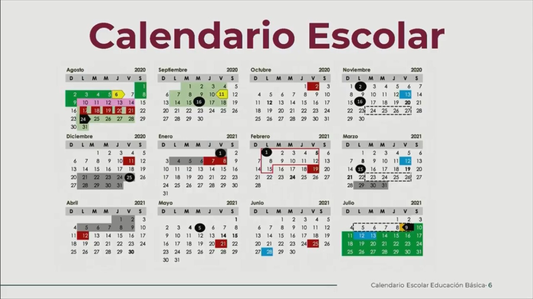 Ciclo Escolar 2020 2021 El Calendario Tendra 190 Dias Efectivos De Clase calendario escolar 2021 imprimir