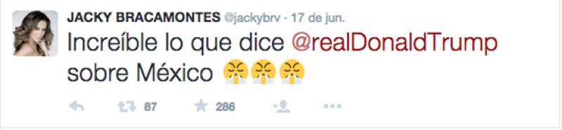 La guapa conductora también expresó su inconformidad y molestia ante Donald Trump.