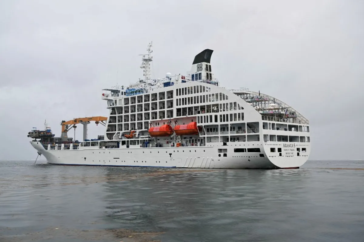 Aranui 5, crucero que funciona como Villa Olímpica flotante de los Juegos Olímpícos. 