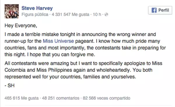 También lo hizo a través de Facebook.