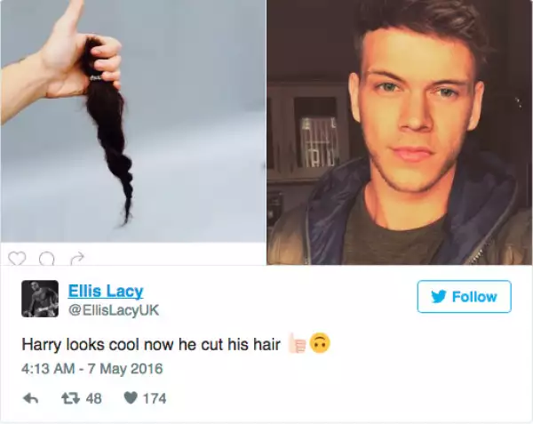 Este fue el tuit que comenzó a dividir opiniones sobre el nuevo look de Harry.