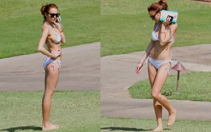 Después de constantes rumores sobre su rompimiento con Samantha Ronson, la actriz se tomó unos días de descanso para irse a esta isla paradisíaca en compañía de algunos amigos y su hermana menor, Ali.