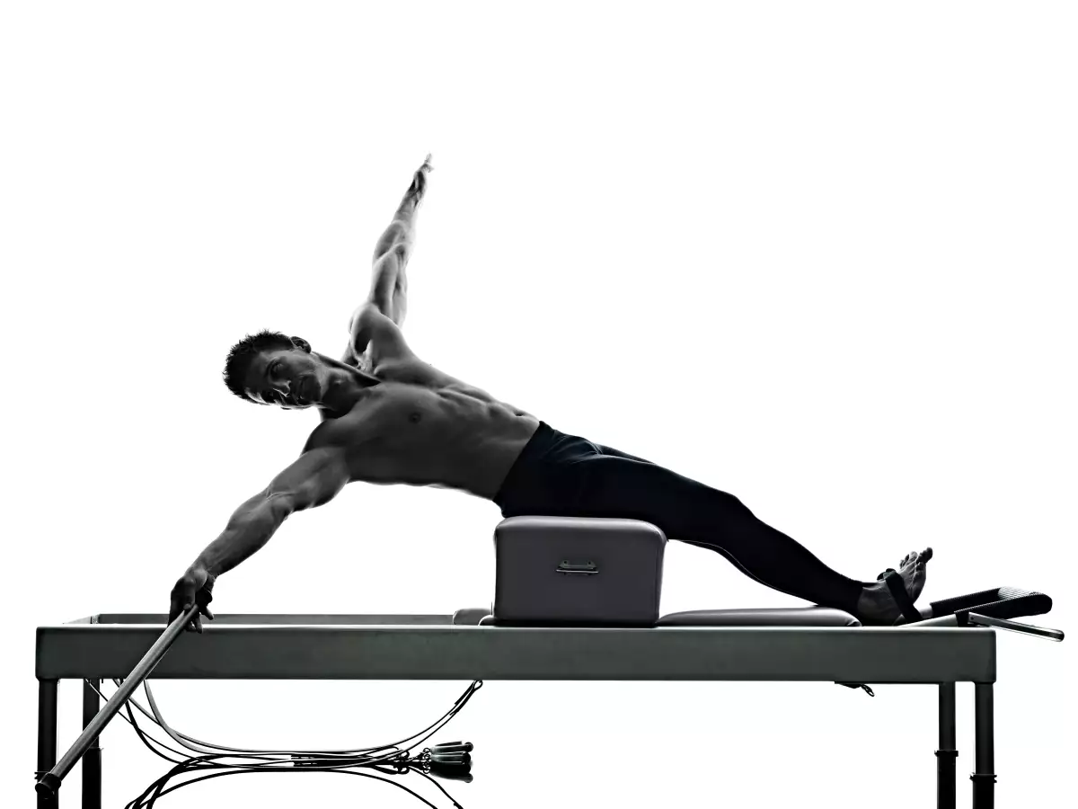 Man,Pilates,Reformer,Exercises,Fitness,Isolated