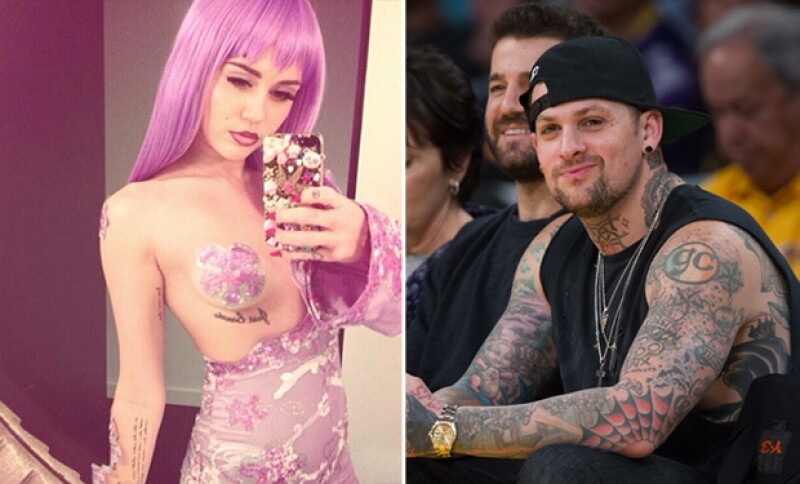 La noche que Miley usó este provoactivo disfraz de `Lil´ Kim´, fue vista muy romántica con el rockero en un club de Hollywood.