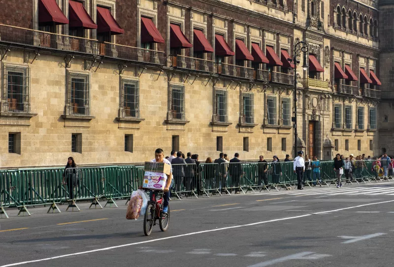 In front of the National Palace in Mexico City