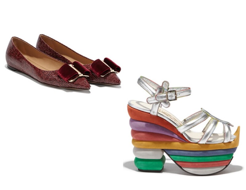 Versiones contemporáneas de los clásicos diseños de Salvatore Ferragamo: los flats Ballerina y los Rainbow.