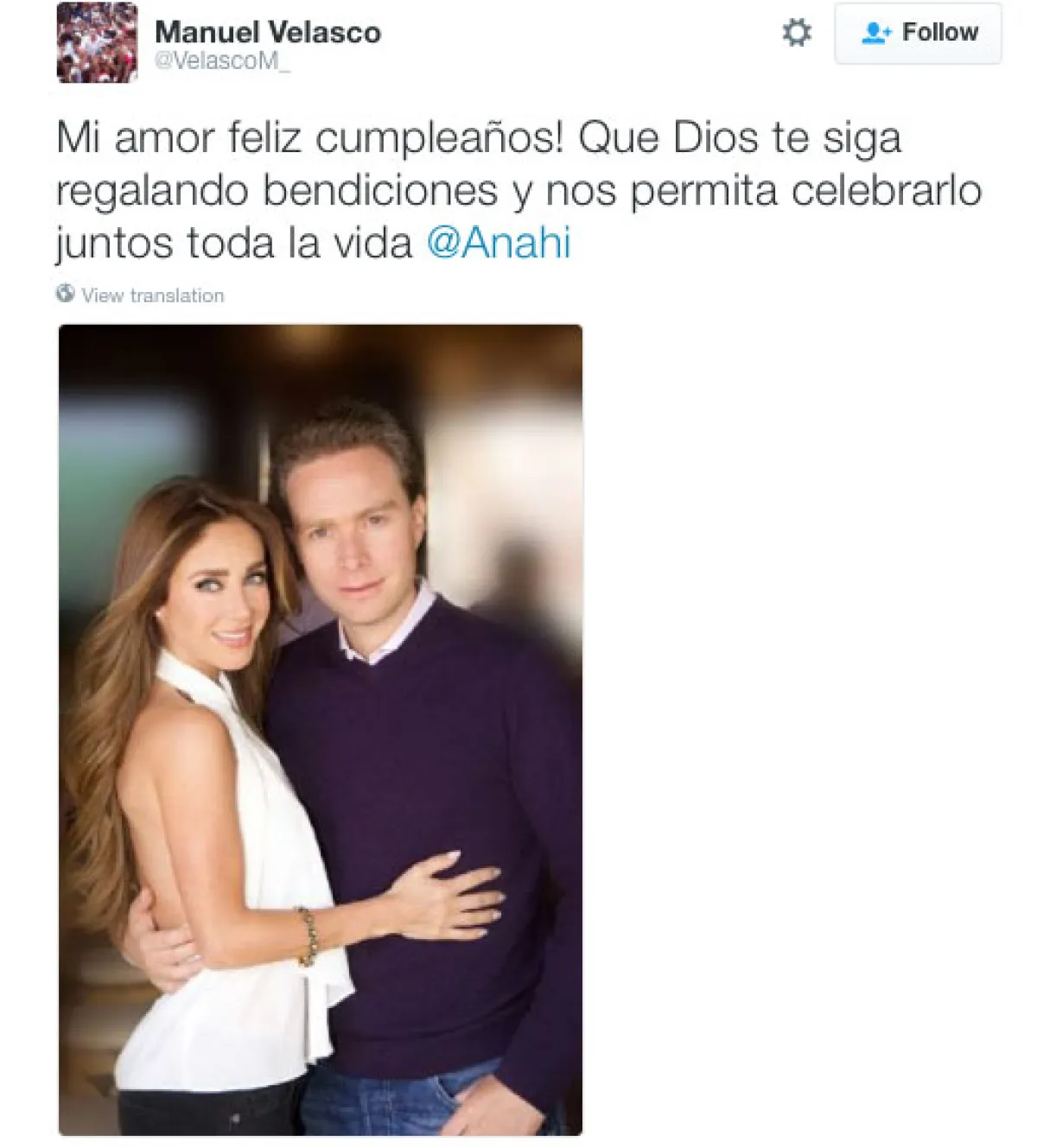 El gobernador de Chiapas dedicó a su esposa un tierno mensaje en su cumpleaños.