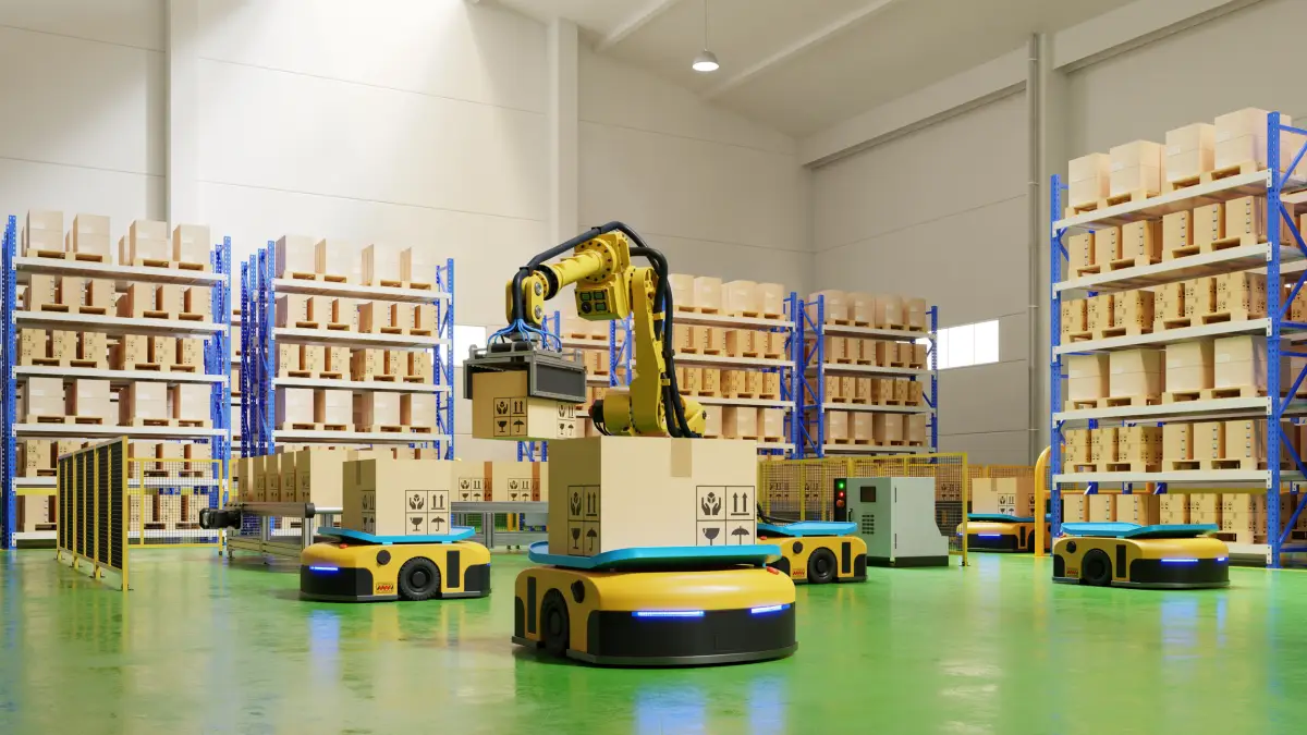 brazo robótico en naves industriales