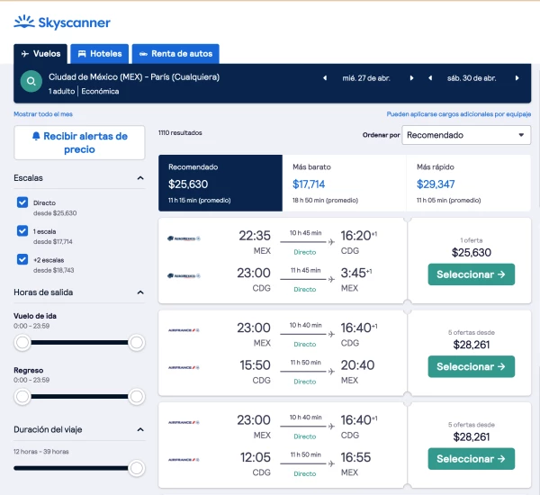 Skyscanner para buscar las mejores ofertas de vuelo.