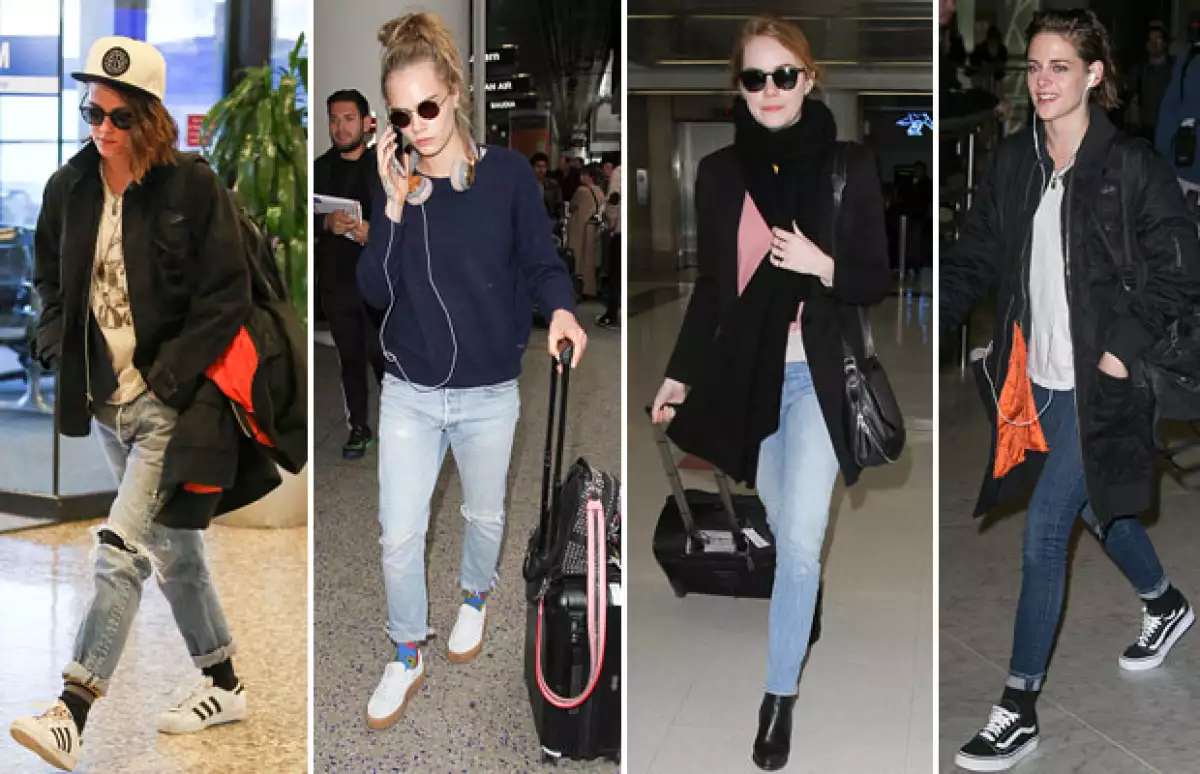 Los jeans rotos es la tendencia que comenzó desde el año pasado, o también los siempre fieles jeans entubados. Celebs que usan estos modelos son Kristen Stewart, Cara Delevingne y Emma Stone.