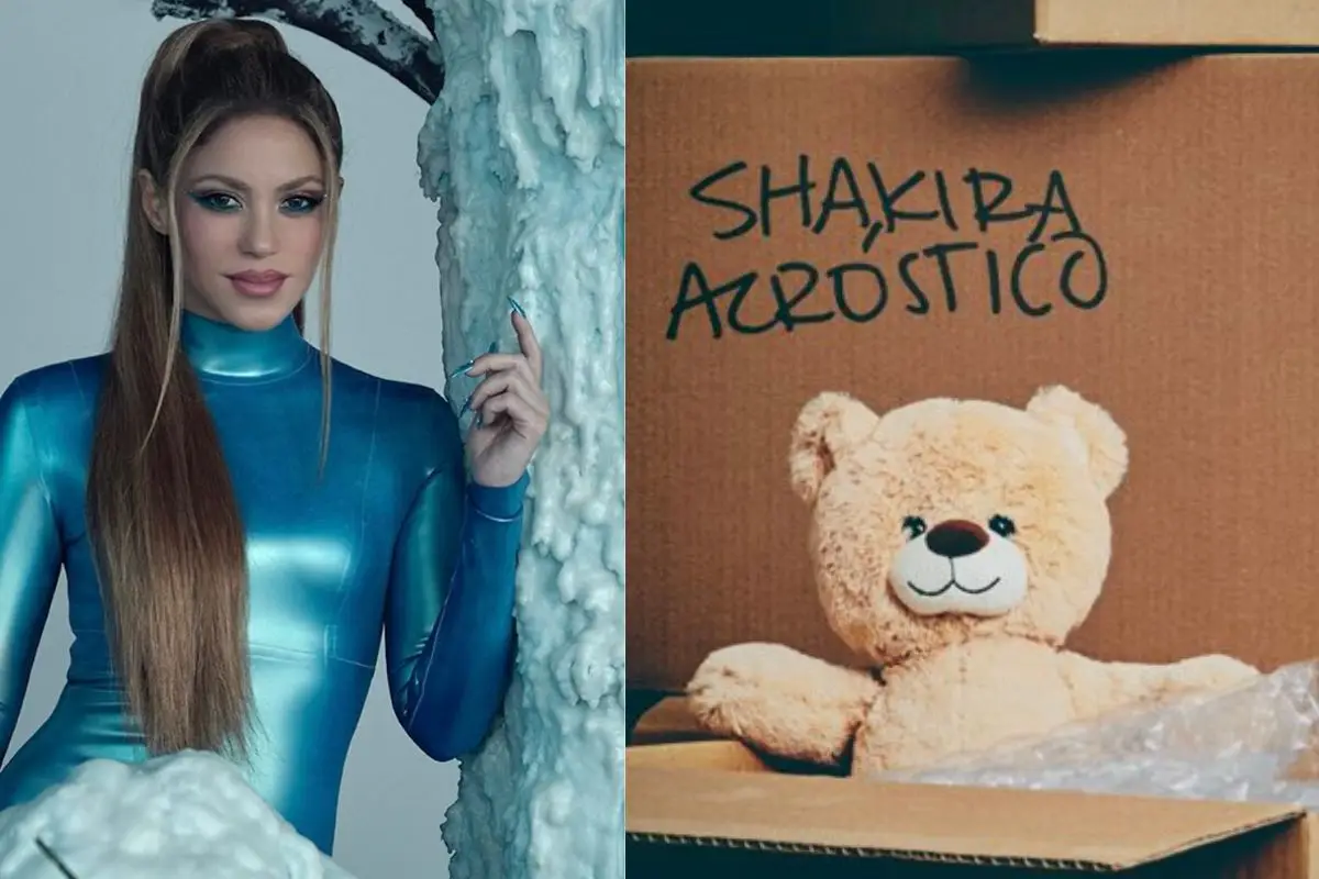 Shakira en el traje azul del video con Karol G y el promo de su nueva canción 