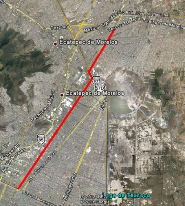 Mapa de la autopista Siervo de la Nación en el Estado de México