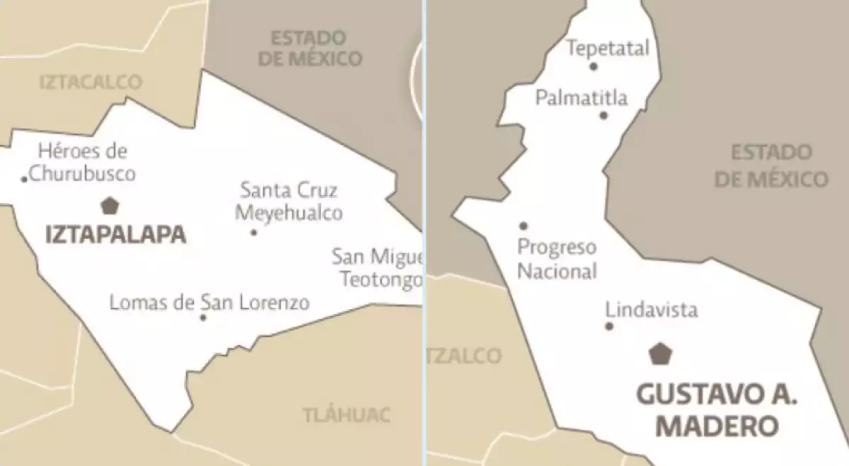 Mapas de Iztapalapa y Gustavo A. Madero