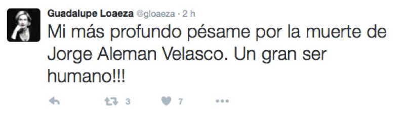 La periodista también lamentó la pérdida de Jorge Alemán Velasco.