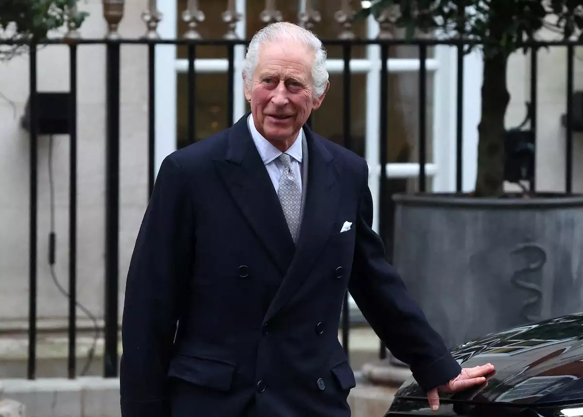 FILE PHOTO: Britain's King Charles leaves the London Clinic after receiving treatment for an enlarged prostate, in London