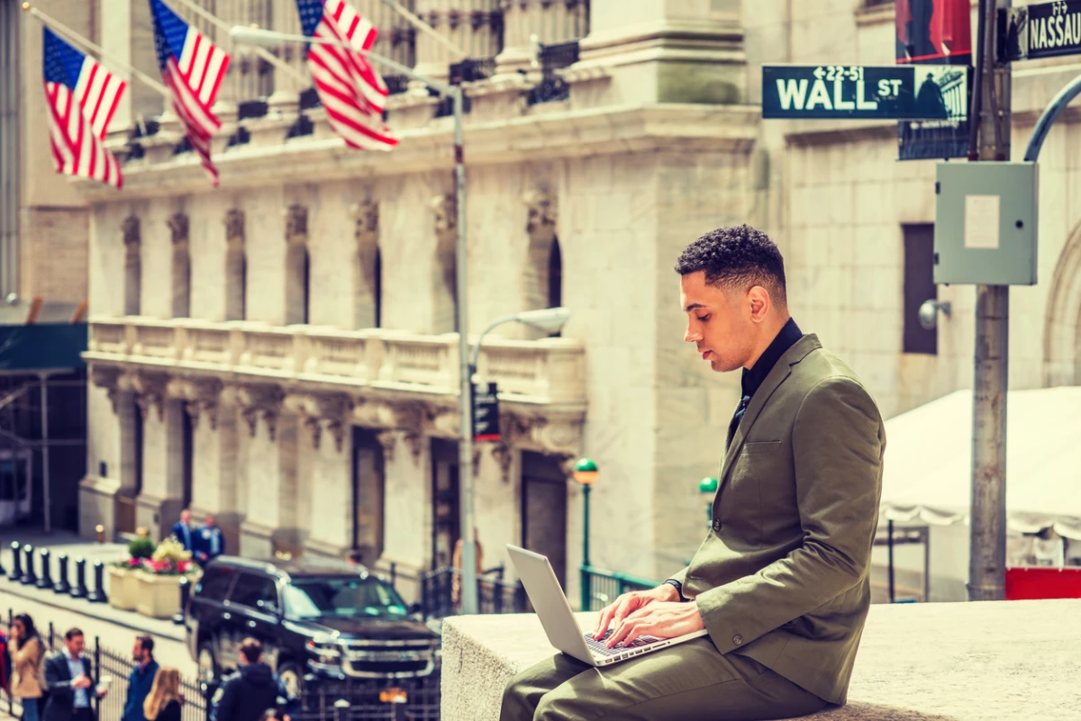 Young American Businessman traveling, working in New York