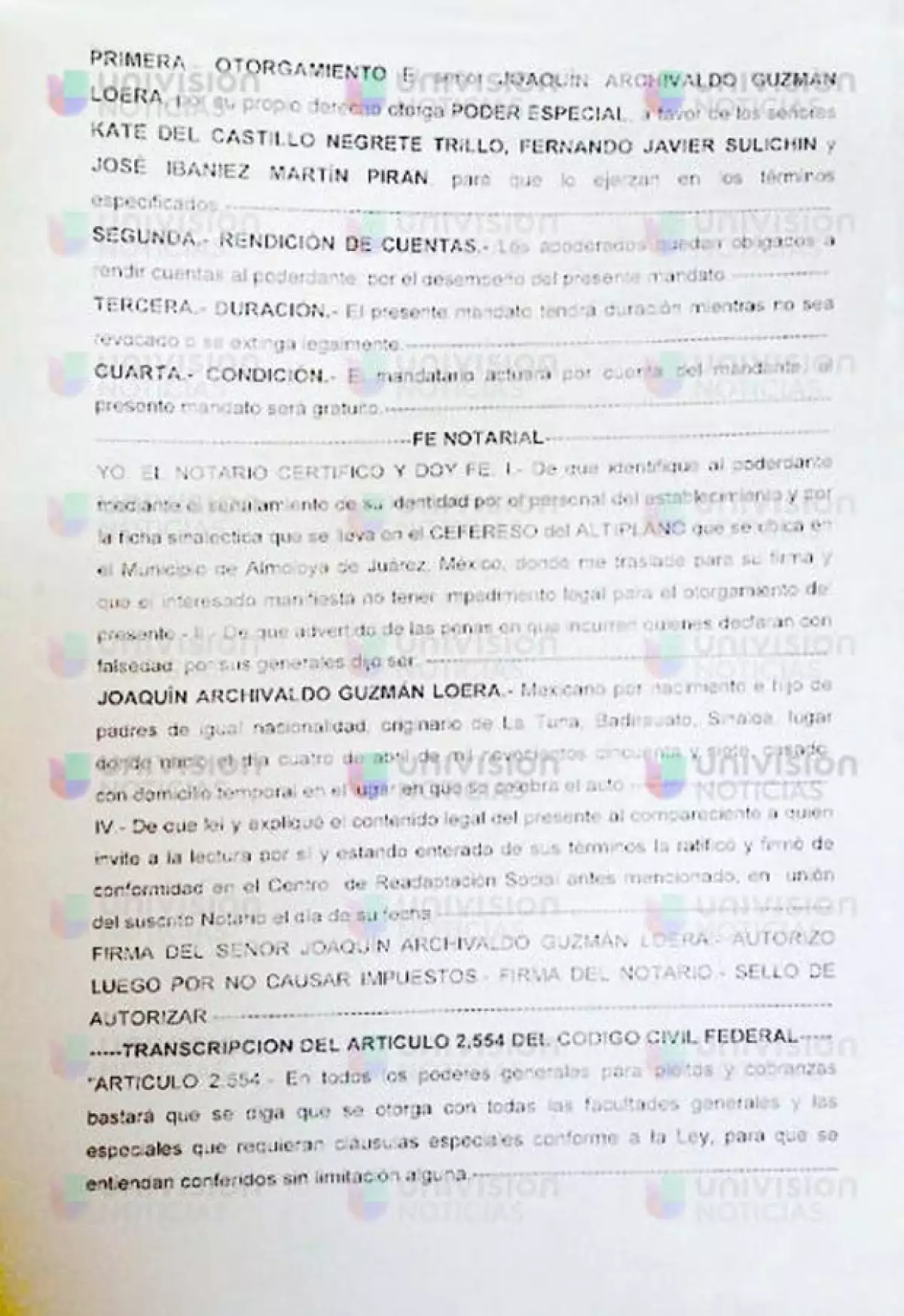 El documento especifica que la actriz estará facultada con carácter exclusivo.