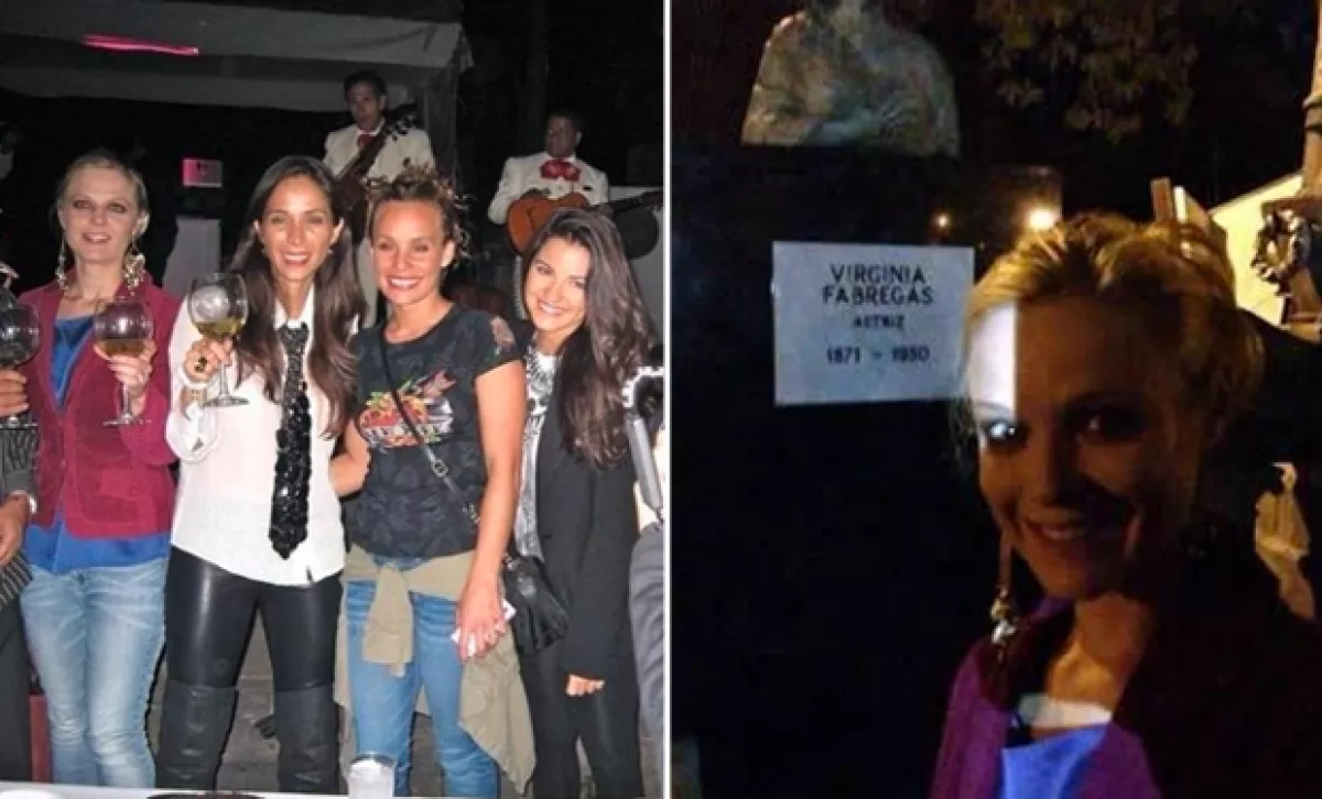Ana Layevska y Maite Perroni posaron con Cervantes en las imágenes dentro del panteón.