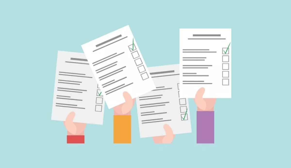 Vector flat illustration of  human hands and bulletins.