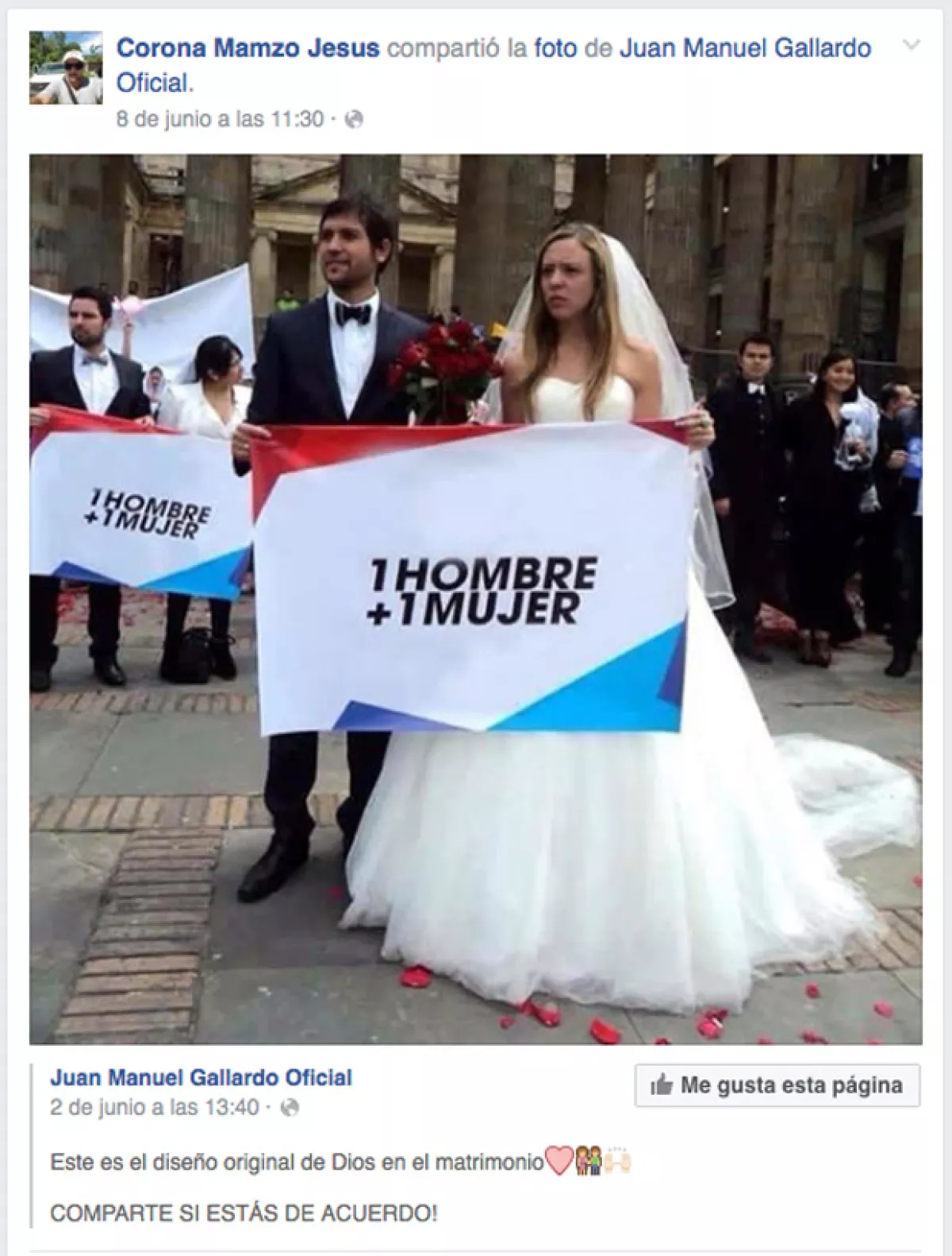 Días antes de la masacre en Orlando, José de Jesús Manzo Corona, había expresado su sentir con respecto al matrimonio.