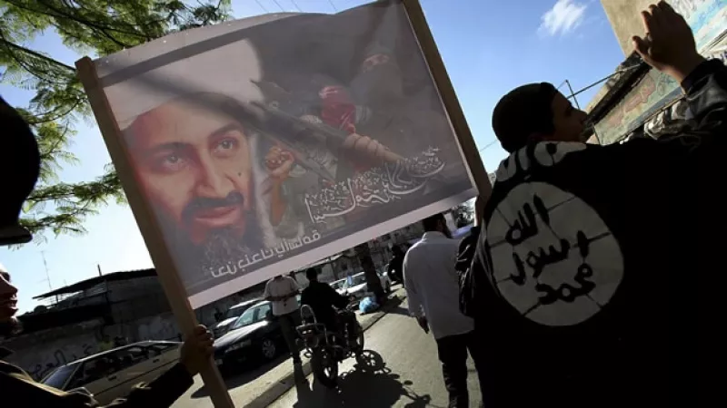 protesta contra la muerte de osama en gaza