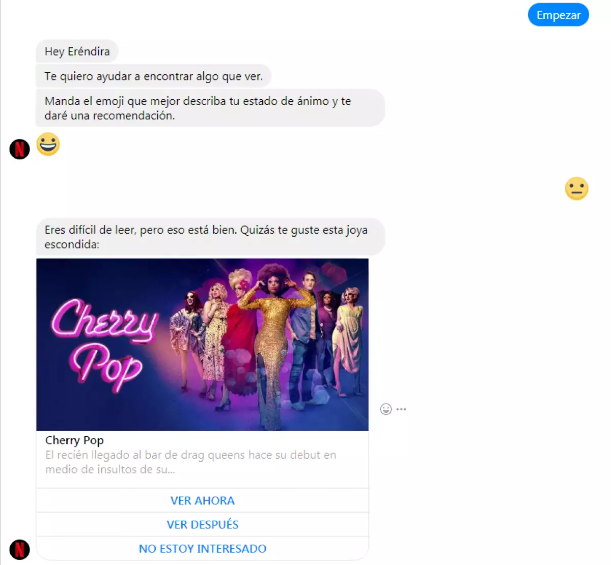 Aunque el día y el emoji no expresaron mucho, Netflix hizo una recomendación peculiar