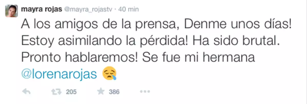 La actriz también dirigió un mensaje a los medios de comunicación, a quienes les pidió tiempo para asimilar su perdida.
