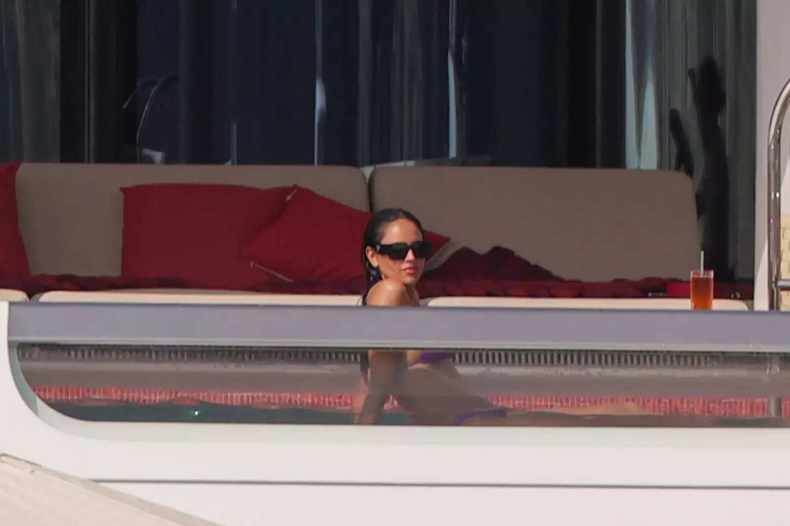 Lewis Hamilton has fun with Eiza Gonzalez and friends in Ibiza.