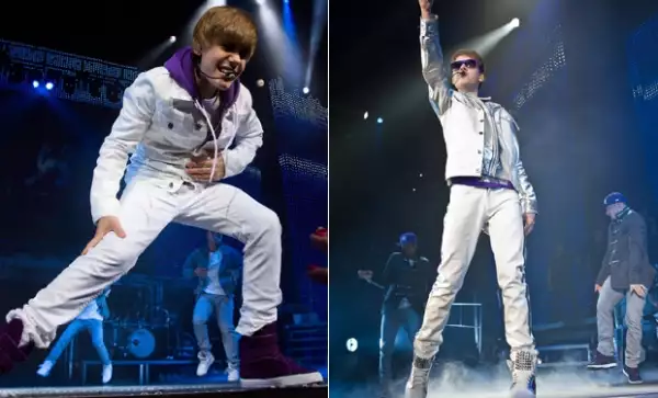 El clásico look de Justin Bieber en el escenario