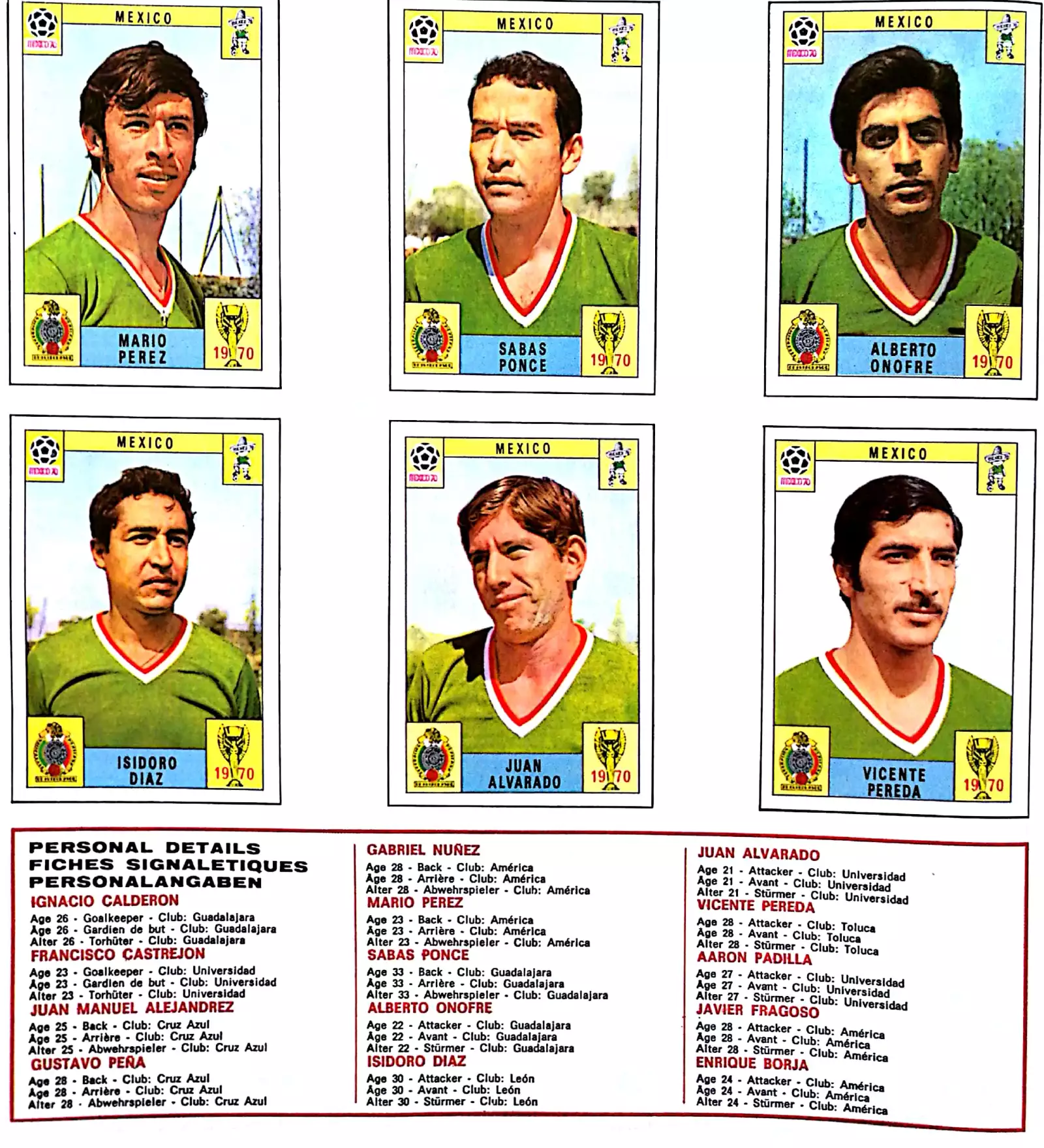 México 1970 álbum Panini