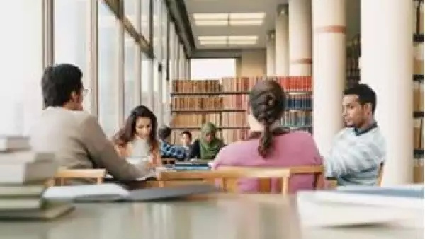 universitarios, estudiantes, biblioteca, escuela,