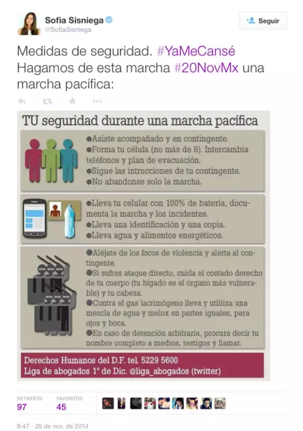 Sofía Sisniega dio algunas recomendaciones para la marcha.