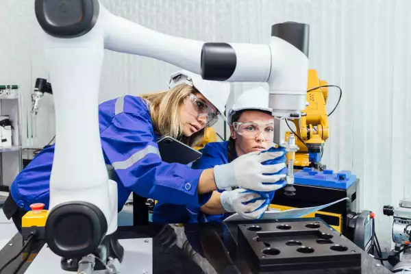 Los cobots están diseñados para trabajar codo con codo con el colaborador. Son ideales para ensamble de precisión, soldadura y “pick & place”.