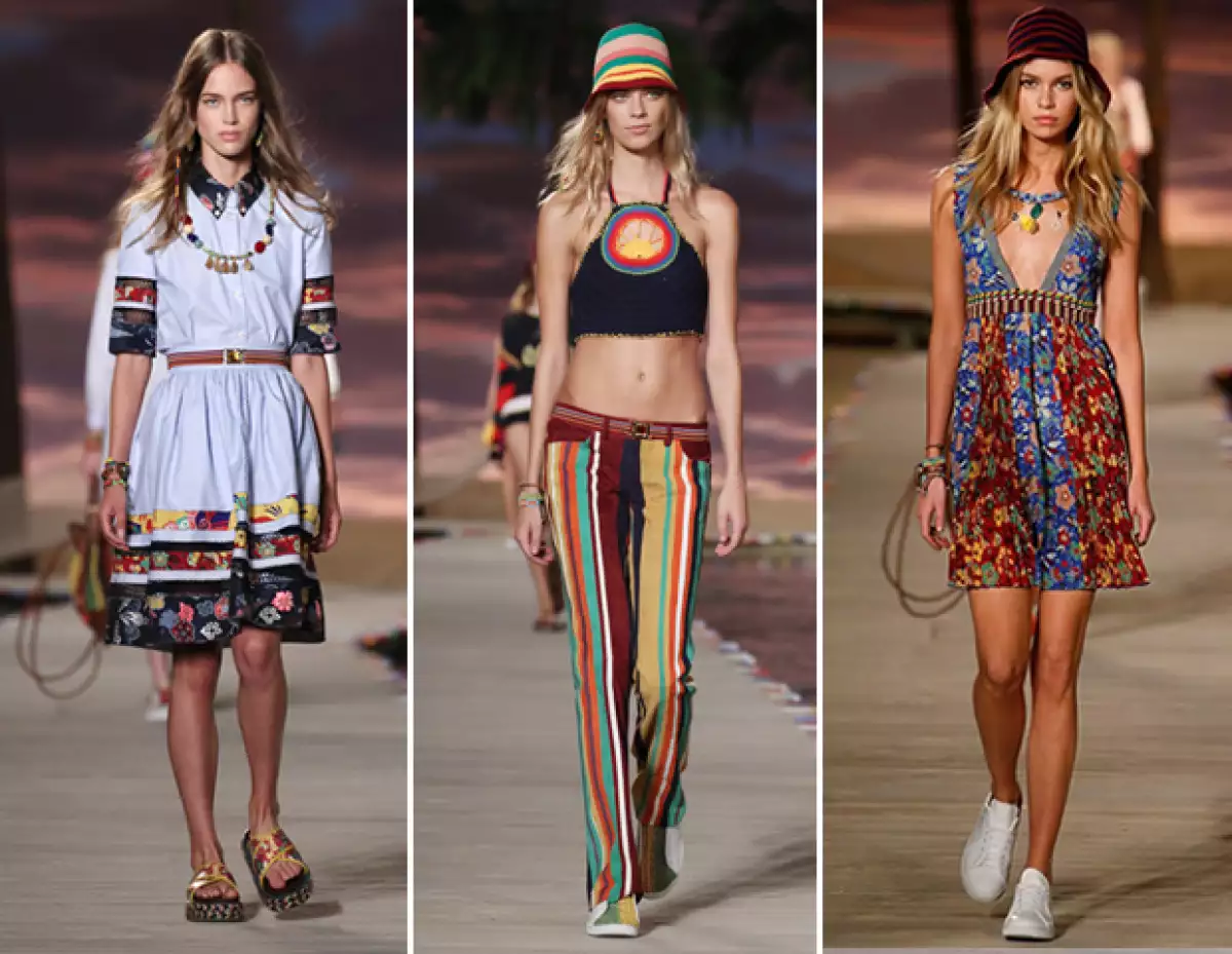 Rayas y estampados tropicales formaron parte de la colección SS16.